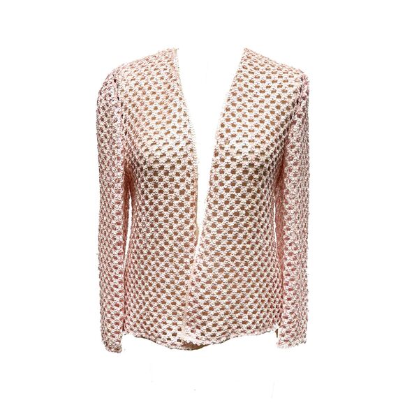 Mid-Century Couture Knit & Sequin Pale Pink Cardigan